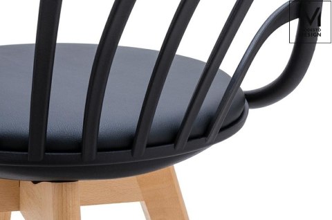 KRZESŁO LORIENT, DO SALONU, JADALNI, DREWNIANE NOGI, CZARNE, PODŁOKIETNIKI