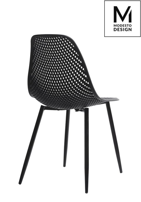 NOWOCZESNE CZARNE KRZESŁO, AŻUROWE, DO JADALNI, DO SALONU, LOFT, METAL