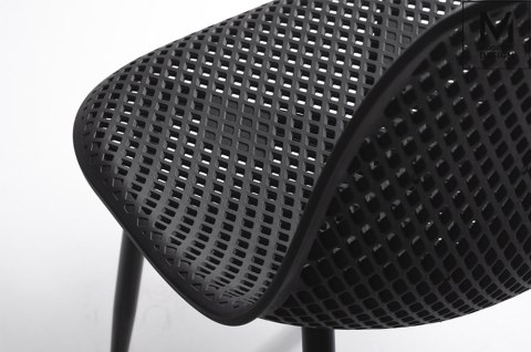 NOWOCZESNE CZARNE KRZESŁO, AŻUROWE, DO JADALNI, DO SALONU, LOFT, METAL