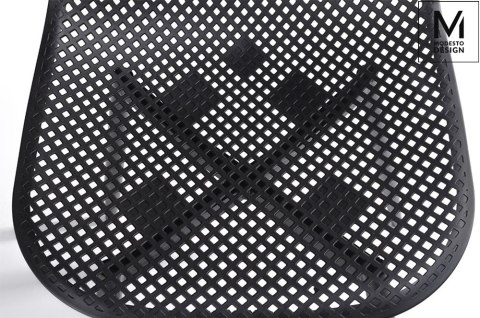 NOWOCZESNE CZARNE KRZESŁO, AŻUROWE, DO JADALNI, DO SALONU, LOFT, METAL