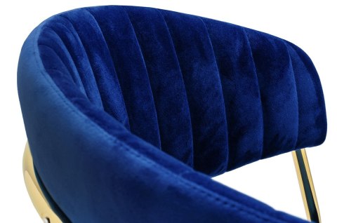 TAPICEROWANE NIEBIESKIE KRZESŁO GLAMOUR - VERONA, WELUROWE, DO SALONU, ZŁOTE