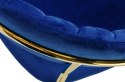 TAPICEROWANE NIEBIESKIE KRZESŁO GLAMOUR - VERONA, WELUROWE, DO SALONU, ZŁOTE