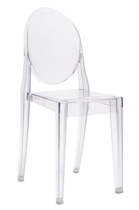 PRZEZROCZYSTE BIAŁE KRZESŁO DO JADALNI, ELEGANCKIE, NOWOCZESNE, GHOST