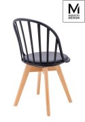 KRZESŁO LORIENT, DO SALONU, JADALNI, DREWNIANE NOGI, CZARNE SIEDZISKO