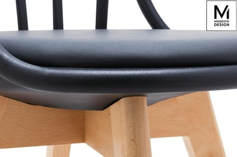 KRZESŁO LORIENT, DO SALONU, JADALNI, DREWNIANE NOGI, CZARNE SIEDZISKO