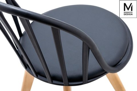 KRZESŁO LORIENT, DO SALONU, JADALNI, DREWNIANE NOGI, CZARNE SIEDZISKO