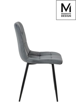 TAPICEROWANE SZARE KRZESŁO PORTO, WELUROWE, PIKOWANE, DO SALONU, GLAMOUR