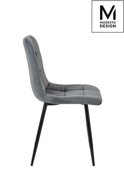 TAPICEROWANE SZARE KRZESŁO PORTO, WELUROWE, PIKOWANE, DO SALONU, GLAMOUR