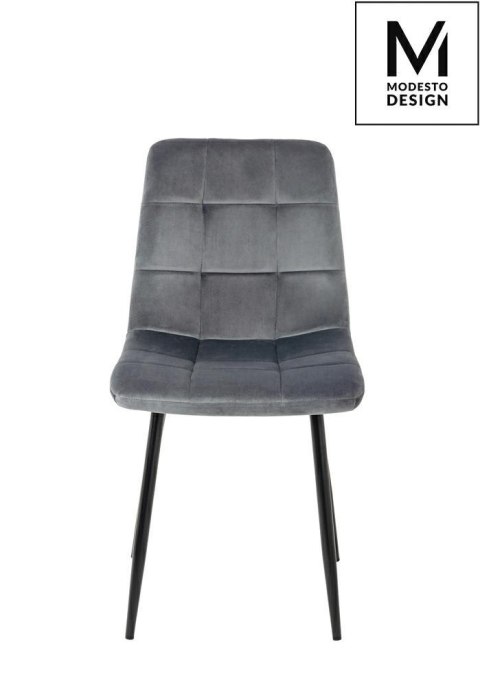 TAPICEROWANE SZARE KRZESŁO PORTO, WELUROWE, PIKOWANE, DO SALONU, GLAMOUR