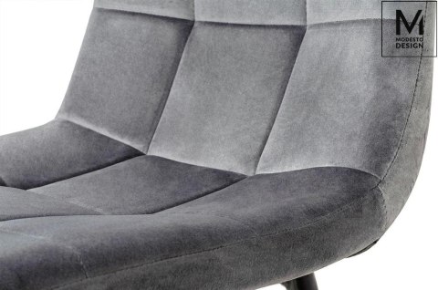 TAPICEROWANE SZARE KRZESŁO PORTO, WELUROWE, PIKOWANE, DO SALONU, GLAMOUR