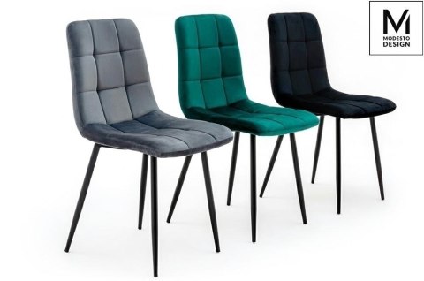 TAPICEROWANE SZARE KRZESŁO PORTO, WELUROWE, PIKOWANE, DO SALONU, GLAMOUR