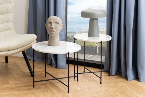 OKRĄGŁY BIAŁY STOLIK, MARMUROWY, CZARNY METAL, ELEGANCKI, DO SALONU GLAMOUR OKRĄGŁY BIAŁY STOLIK, MARMUROWY, CZARNY METAL, ELEGANCKI, DO SALONU GLAMOUR