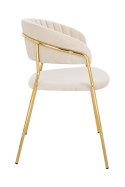 TAPICEROWANE BEŻOWE KRZESŁO GLAMOUR - VERONA, WELUROWE, DO SALONU, ZŁOTE