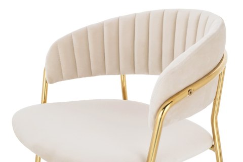 TAPICEROWANE BEŻOWE KRZESŁO GLAMOUR - VERONA, WELUROWE, DO SALONU, ZŁOTE