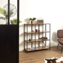 METALOWY REGAŁ LOFT, CZARNY, DĄB, 9 PÓŁEK, DO POKOJU, NA KSIĄŻKI, 100 CM
