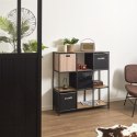 METALOWY REGAŁ LOFT, CZARNY, DĄB, 9 PÓŁEK, DO POKOJU, NA KSIĄŻKI, 100 CM