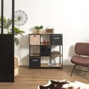 METALOWY REGAŁ LOFT, CZARNY, DĄB, 9 PÓŁEK, DO POKOJU, NA KSIĄŻKI, 100 CM