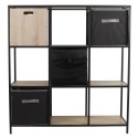 METALOWY REGAŁ LOFT, CZARNY, DĄB, 9 PÓŁEK, DO POKOJU, NA KSIĄŻKI, 100 CM