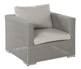 EKSKLUZYWNY SZARY FOTEL - ARIA, OGRODOWY, NA TARAS, RATTAN, NA BALKON, TKANINA