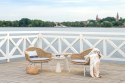 EKSKLUZYWNY BEŻOWY FOTEL OGRODOWY, NA TARAS, NA BALKON, PLECIONKA BOHO