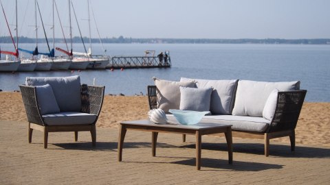 ELEGANCKI FOTEL OGRODOWY PARADO, NATURALNE DREWNO AKACJOWE, PODUSZKI, PLECIONKA BOHO ELEGANCKI FOTEL OGRODOWY PARADO, NATURALNE DREWNO AKACJOWE, PODUSZKI, PLECIONKA BOHO