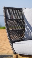 ELEGANCKI FOTEL OGRODOWY PARADO, NATURALNE DREWNO AKACJOWE, PODUSZKI, PLECIONKA BOHO