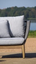 ELEGANCKI FOTEL OGRODOWY PARADO, NATURALNE DREWNO AKACJOWE, PODUSZKI, PLECIONKA BOHO