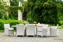 ELEGANCKI BIAŁY FOTEL OGRODOWY - RESPITE, Z PODŁOKIETNIKAMI, TECHNORATTAN, NA TARAS