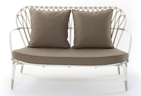 RUSTYKALNA SOFA OGRODOWA IVY, 2 OSOBOWA, 135 CM, NA TARAS, ELEGANCKA, BRĄZOWA RUSTYKALNA SOFA OGRODOWA IVY, 2 OSOBOWA, 135 CM, NA TARAS, ELEGANCKA, BRĄZOWA