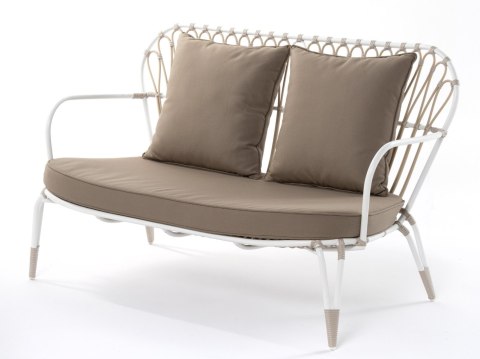 RUSTYKALNA SOFA OGRODOWA IVY, 2 OSOBOWA, 135 CM, NA TARAS, ELEGANCKA, BRĄZOWA RUSTYKALNA SOFA OGRODOWA IVY, 2 OSOBOWA, 135 CM, NA TARAS, ELEGANCKA, BRĄZOWA
