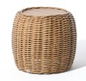 EKSKLUZYWNY OKRĄGŁY STOLIK OGRODOWY - MAJE NATURAL, BECZKA, PLECIONKA, DREWNO, BOHO, 60 CM