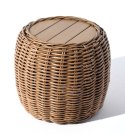 EKSKLUZYWNY OKRĄGŁY STOLIK OGRODOWY - MAJE NATURAL, BECZKA, PLECIONKA, DREWNO, BOHO, 60 CM