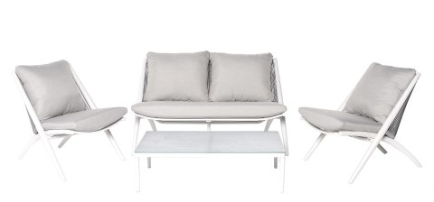 BIAŁY ZESTAW MEBLI OGRODOWYCH BERI, SOFA, FOTELE, STOLIK, NA TARAS, KOMPLET BIAŁY ZESTAW MEBLI OGRODOWYCH BERI, SOFA, FOTELE, STOLIK, NA TARAS, KOMPLET