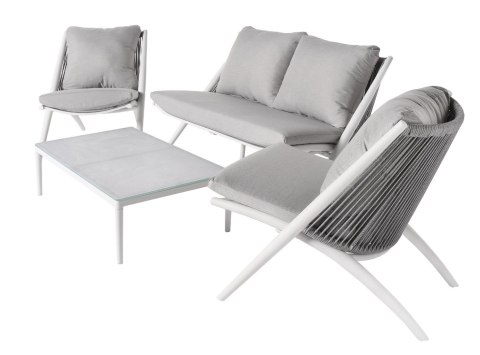 BIAŁY ZESTAW MEBLI OGRODOWYCH BERI, SOFA, FOTELE, STOLIK, NA TARAS, KOMPLET BIAŁY ZESTAW MEBLI OGRODOWYCH BERI, SOFA, FOTELE, STOLIK, NA TARAS, KOMPLET