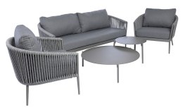 SZARY ZESTAW MEBLI OGRODOWYCH - SERENITY, SOFA, FOTELE, STOLIKI, EKSKLUZYWNY, TKANINA