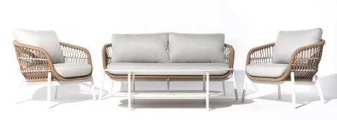 BIAŁY ZESTAW MEBLI OGRODOWYCH NOOMA, SOFA, FOTELE, STOLIK, EKSKLUZYWNY KOMPLET BIAŁY ZESTAW MEBLI OGRODOWYCH NOOMA, SOFA, FOTELE, STOLIK, EKSKLUZYWNY KOMPLET
