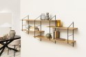 INDUSTRIALNA PÓŁKA WISZĄCA LOFT, CZARNY METAL, DĄB, 191 CM, DUŻA, DO SALONU
