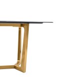 ZŁOTY STÓŁ OLIMP GLAMOUR, CZARNY BLAT, DO JADALNI, SALONU, ELEGANCKI 180 CM