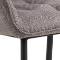JASNE SZARE KRZESŁO GLAMOUR DO SALONU, Z PODŁOKIETNIKAMI, PIKOWANE, METAL
