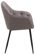 JASNE SZARE KRZESŁO GLAMOUR DO SALONU, Z PODŁOKIETNIKAMI, PIKOWANE, METAL