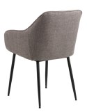 JASNE SZARE KRZESŁO GLAMOUR DO SALONU, Z PODŁOKIETNIKAMI, PIKOWANE, METAL