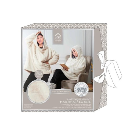 BLUZA SNUDDIE VINTER, DŁUGA SHERPA, CIEPŁA, Z KAPTUREM, KOC, OVERSIZE