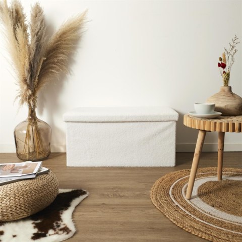 2 OSOBOWA SKŁADANA PUFA BOUCLE - DO SALONU, BIAŁA, ZE SCHOWKIEM, 76 CM 2 OSOBOWA SKŁADANA PUFA BOUCLE - DO SALONU, BIAŁA, ZE SCHOWKIEM, 76 CM