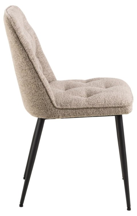 BEŻOWE KRZESŁO DO JADALNI, TAPICEROWANE, METAL, ELEGANCKIE, PIKOWANE BEŻOWE KRZESŁO DO JADALNI, TAPICEROWANE, METAL, ELEGANCKIE, PIKOWANE