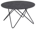 CZARNY OKRĄGŁY STOLIK KAWOWY, METAL, MARMUR, DO SALONU, GLAMOUR LOFT 80 CM