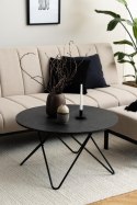 CZARNY OKRĄGŁY STOLIK KAWOWY, METAL, MARMUR, DO SALONU, GLAMOUR LOFT 80 CM