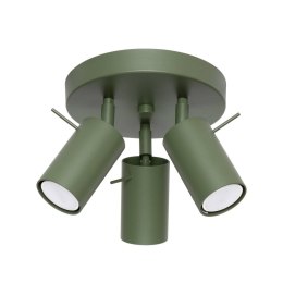 PLAFON LAMPA SUFITOWA LUMINUS, ZIELONY OLIWKOWY, 3xGU10, RING, LOFT, STAL