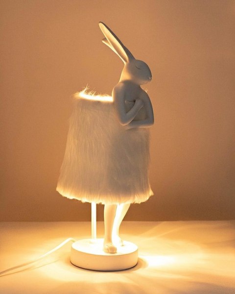KARE lampa stołowa RABBIT FUR 50 cm biała / srebrna KARE lampa stołowa RABBIT FUR 50 cm biała / srebrna