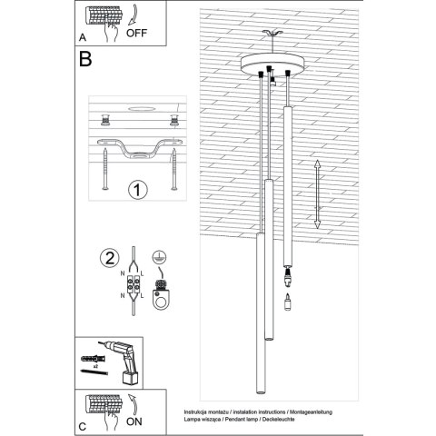 Lampa wisząca PASTELO 3P złota Lampa wisząca PASTELO 3P złota