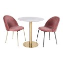 OKRĄGŁY STÓŁ GLAMOUR, ZŁOTY, BIAŁY MARMUR, DO SALONU, 70 CM, ELEGANCKI